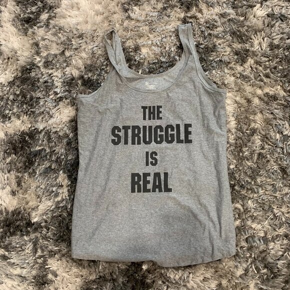 THE STRUGGLE IS REAL NO BO No Boundaries Grey Tank Shirt 3XL - Picture 1 of 4